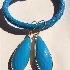Stabilized Turquoise Bezeled Earrings